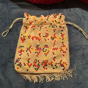 Drawstring beaded bag